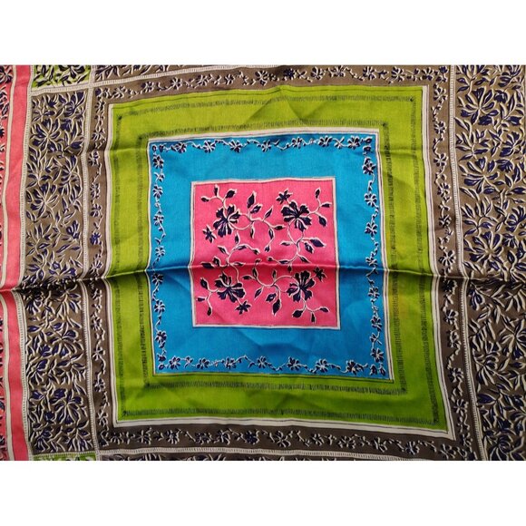 Vintage Vanette Creations 100% Silk Hand Rolled Scarf, Square Floral, Boho - Picture 2 of 3